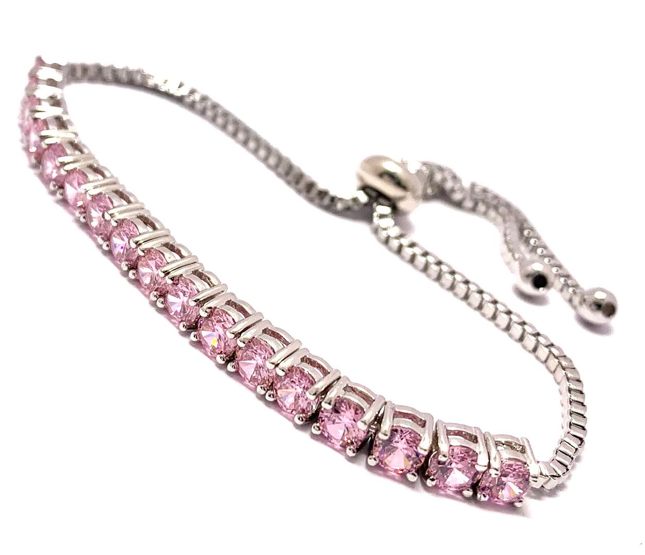 18k Gold Overlay 5.00ctw Pink Topaz Adjustable Tennis Bracelet