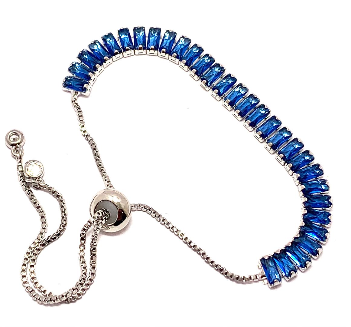 18K Gold Overlay 5.00ctw Sapphire Adjustable Tennis Bracelet