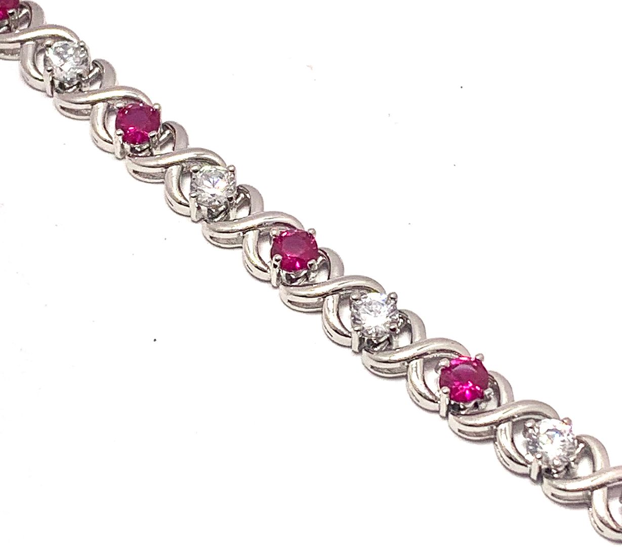 18k Gold Overlay 7.00ctw Ruby & Diamonique Diamond Tennis Bracelet