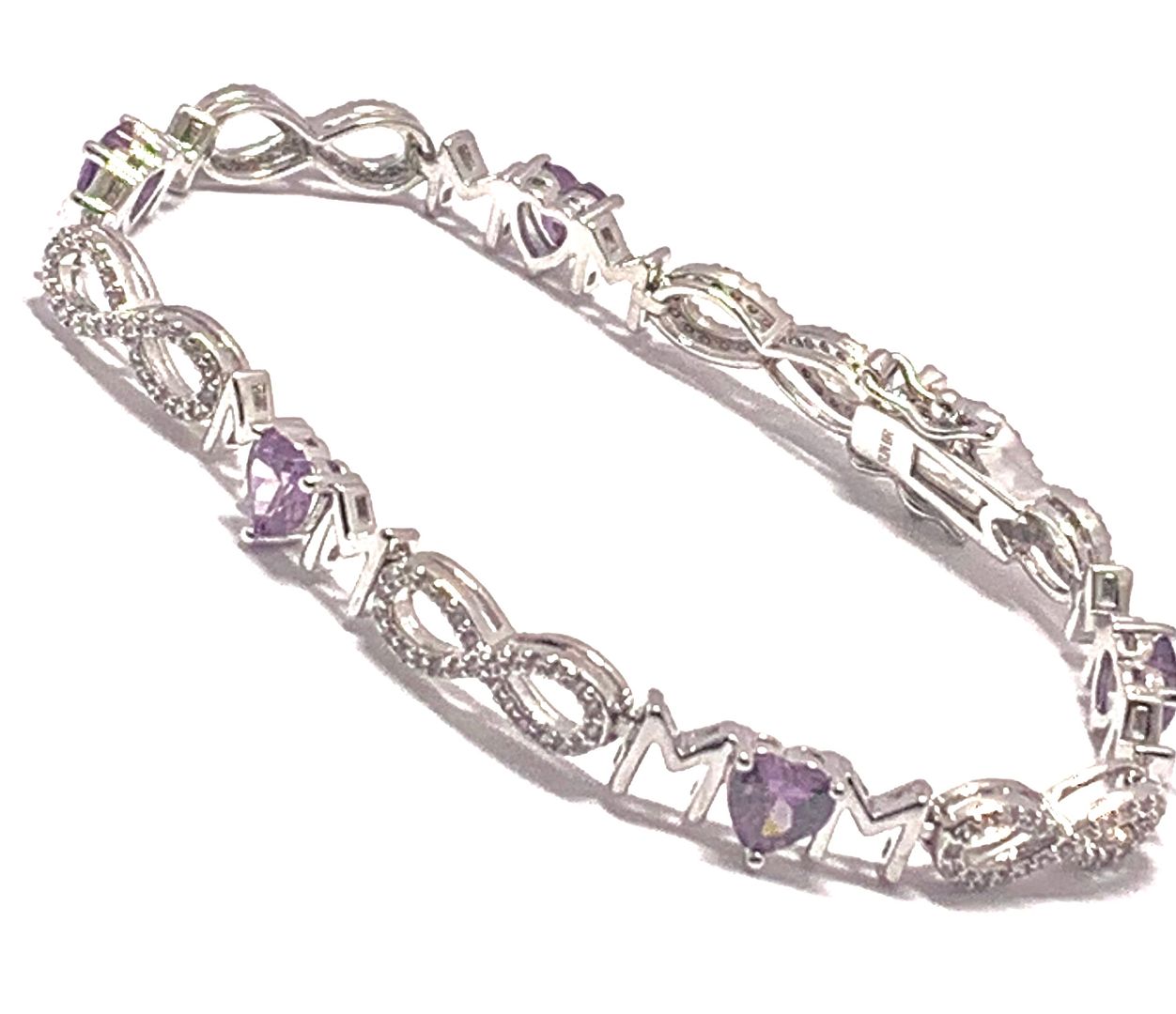 18k Gold Overlay 8.00ctw Amethyst & Diamonique Diamond  Tennis Bracelet