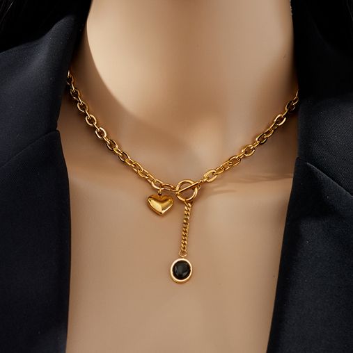 18k Gold Overlay Black Onyx Fancy Design Necklace