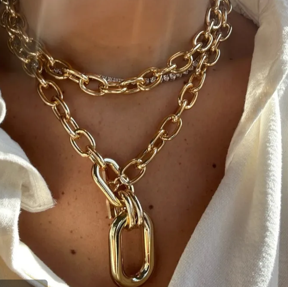 18K Gold Overlay Double Necklace TAGO Design