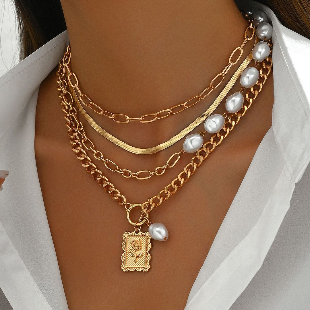 18K Gold Overlay White Pear Necklace