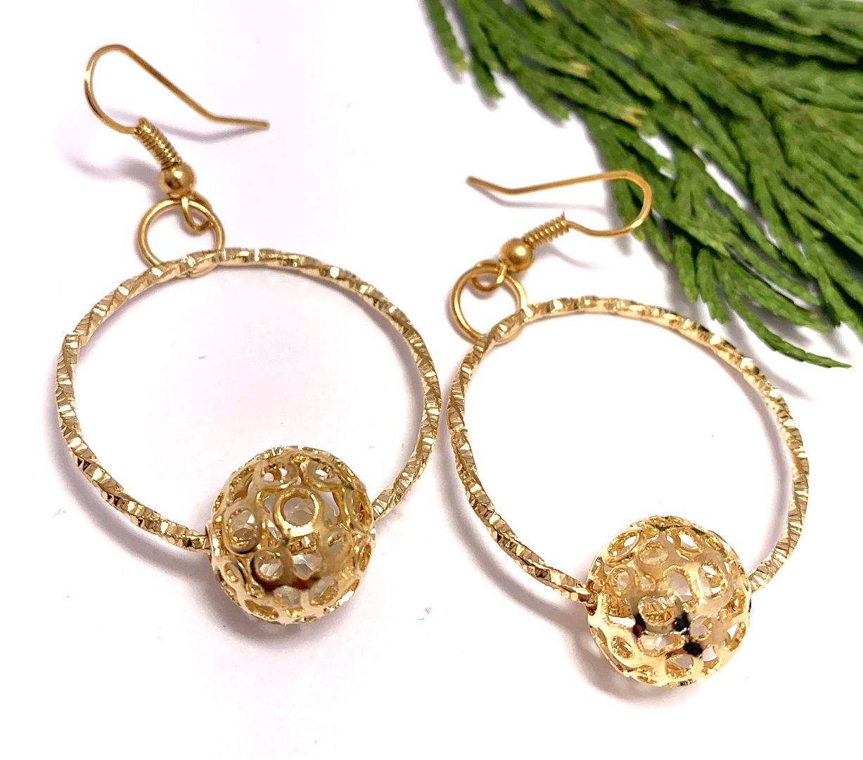 18K Yellow Gold Overlay 1” in Diameter Hoop Earrings