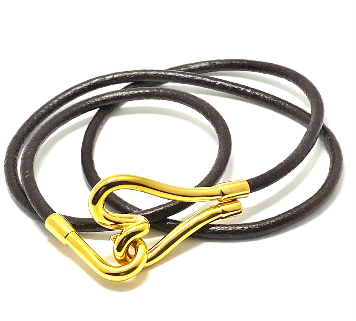 18K Yellow Gold Plated Wrap Around Heart Leather Bracelet
