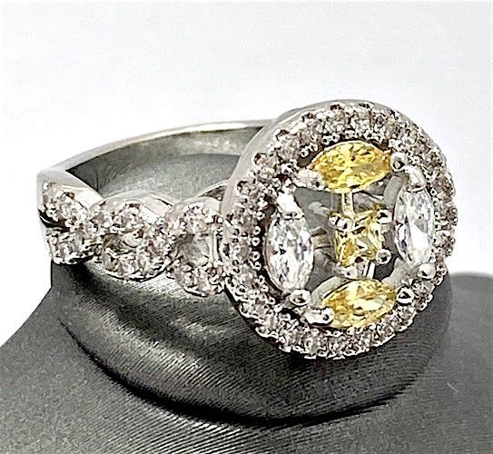 1.90ctw AAA grade Yellow & White CZ Ring