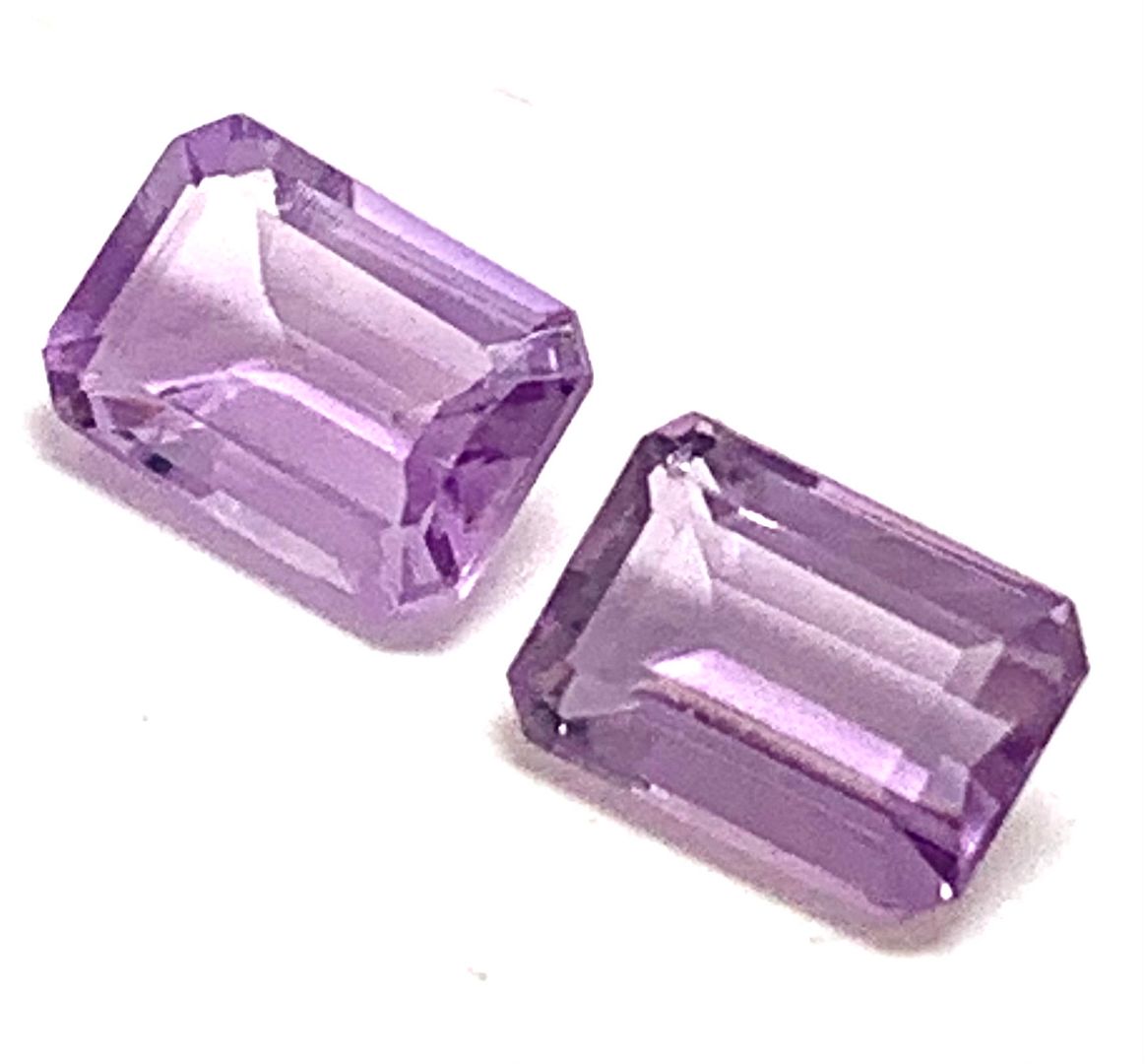 1.90ctw Lot Of 2 Untreated Matching Natural Emerald Cut Amethyst Loose Gemstones