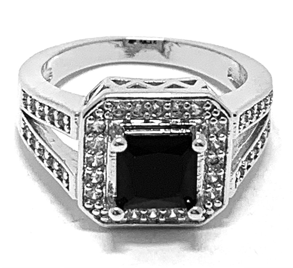 $199 Retail 3.50ctw Black Spinel & Diamonique Diamond Ring Size 7