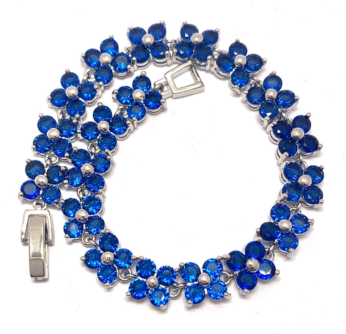 $199 Retail 9.50ctw Round Brilliant Sapphire 7” Tennis Bracelet