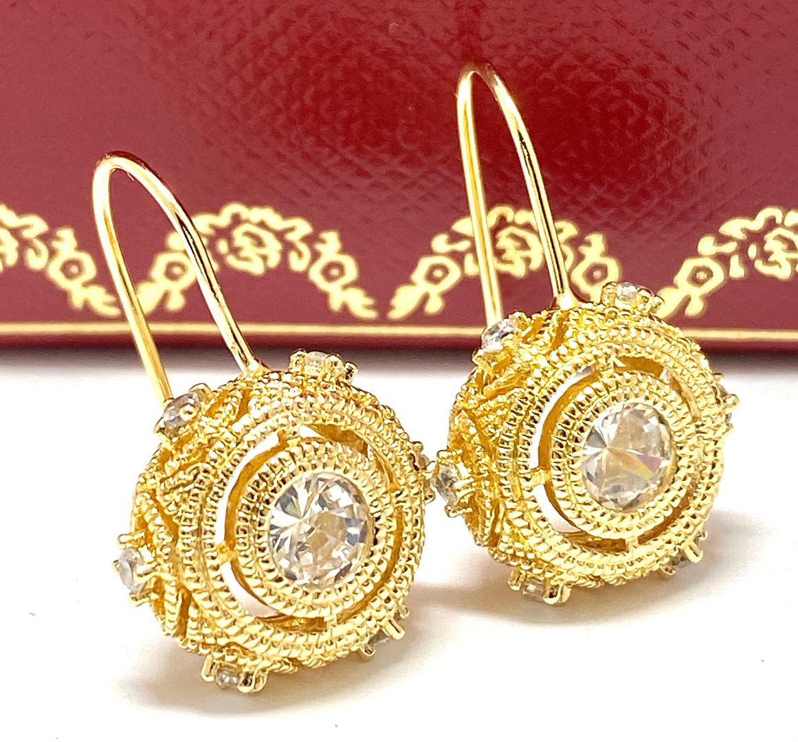 2.00 CTW Diamonique Diamons 18K Yellow Gold Plated Earrings