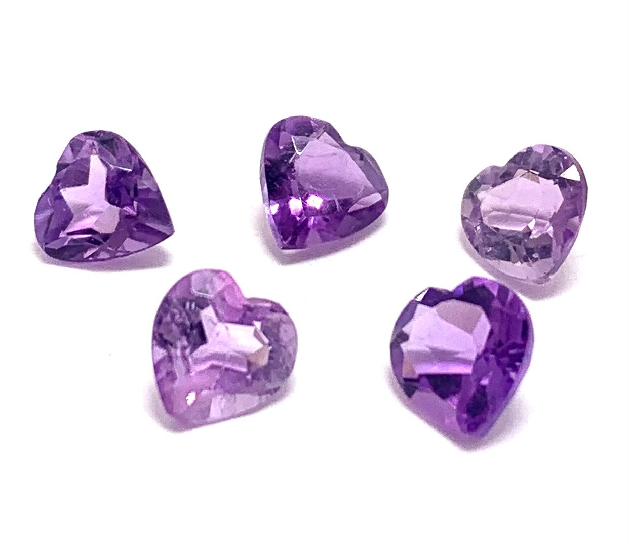 2.00 ctw Lot of Matching Natural Brazilian Untreated Heart Shape Amethyst Gemstones