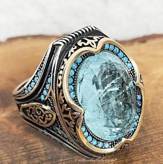 20.00ctw Blue Topaz Ring 18K Gold Over Size 8
