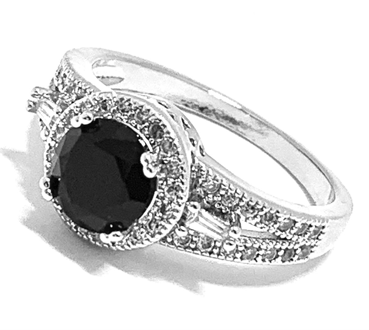 2.00ctw Black Spinel & Diamonique Diamond Ring Size 8