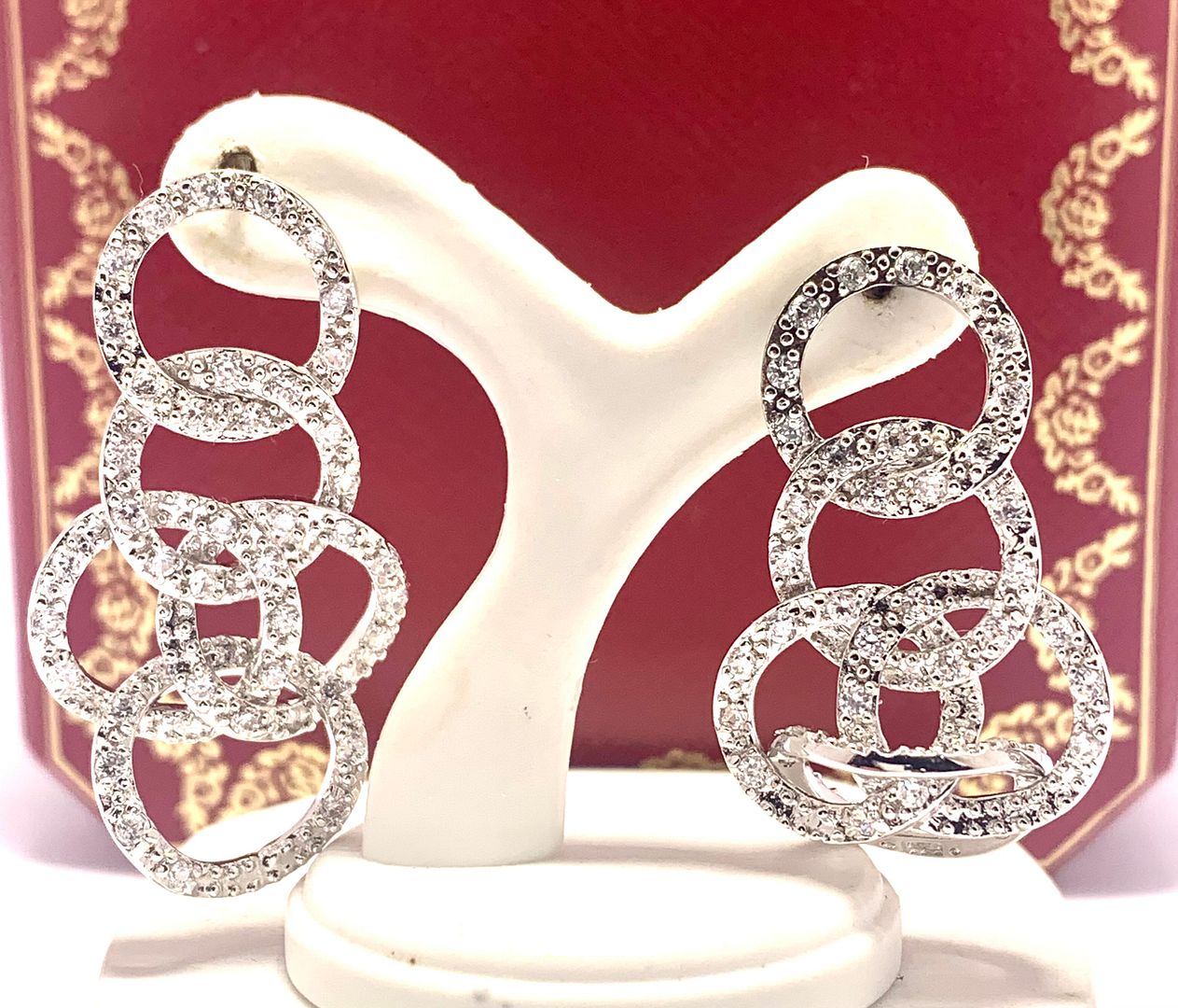 2.00ctw Moissanite Dangle Earrings in 18k WG & .925 Sterling Silver