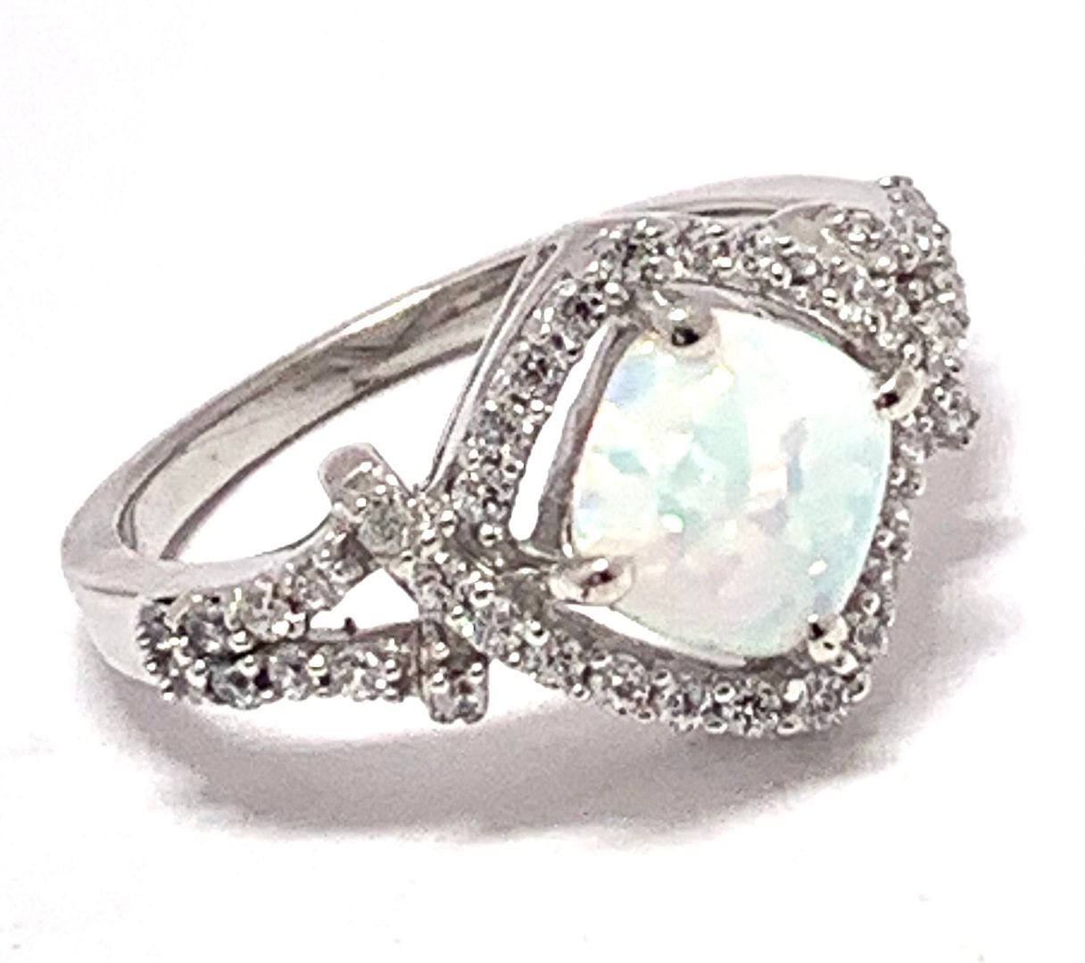 2.00ctw Opal & Diamonique Diamond Ring