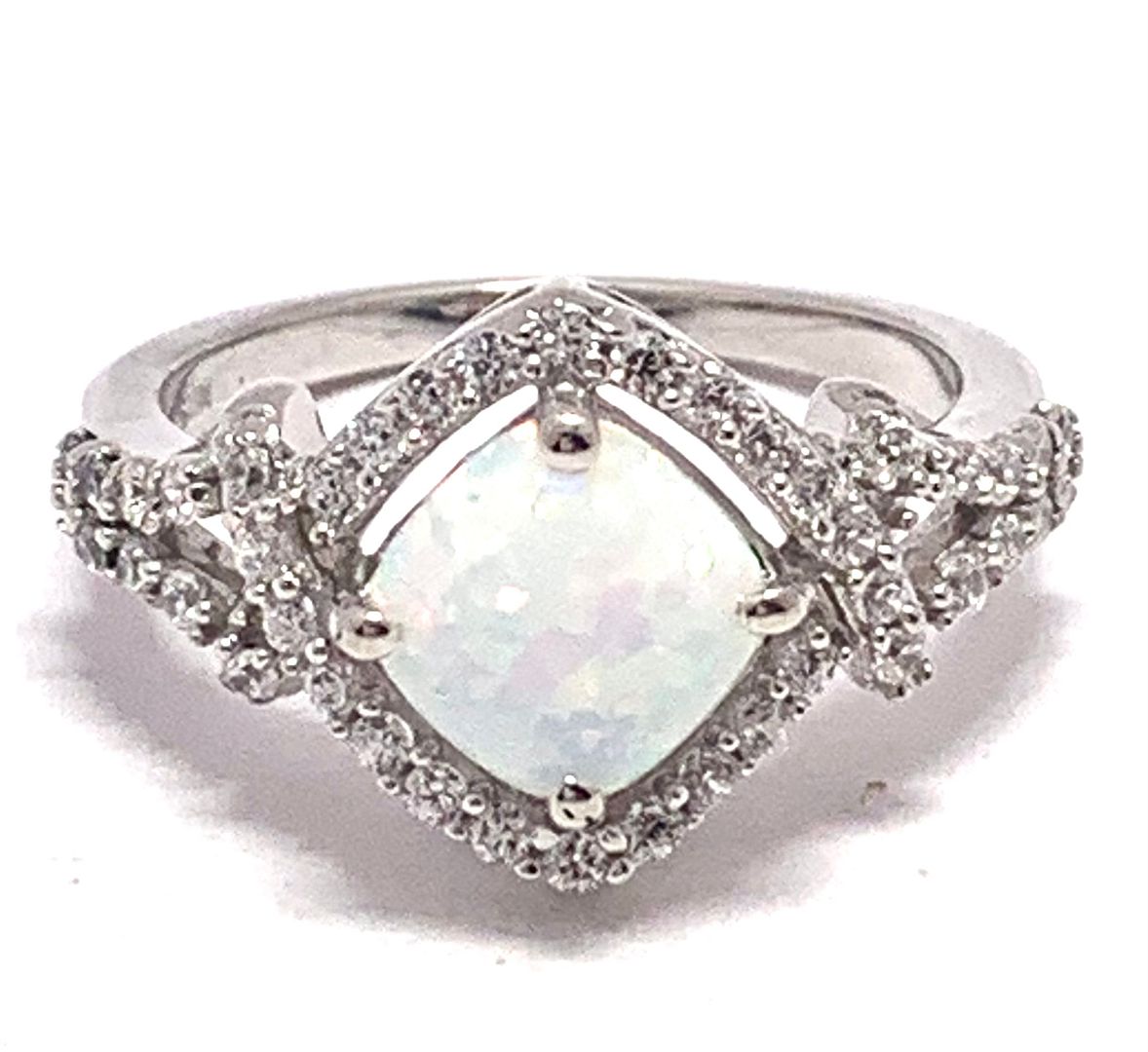 2.00ctw Opal & Diamonique Diamond Ring