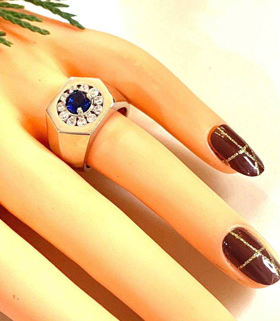 2.00ctw Sapphire & Diamonique Diamond Ring Size 7