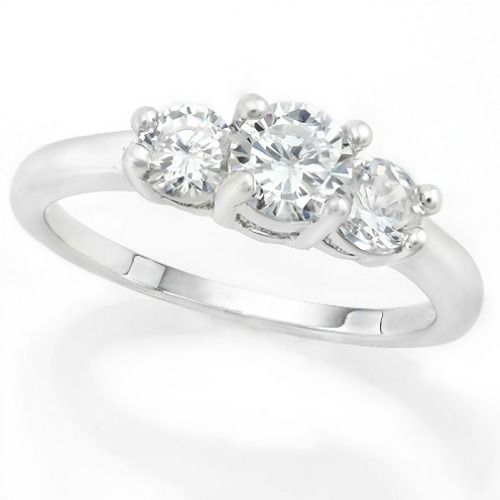 2.10ctw Three Stone Past Present Furute Ring / Band sz9