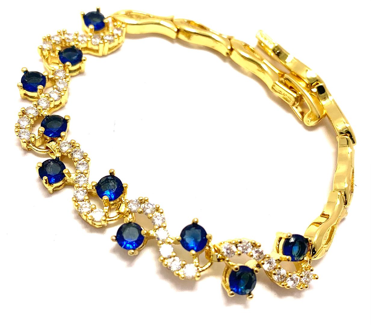 $219 Retail 4.00ctw Sapphire & Diamonique Diamond 7” Fancy Tennis Bracelet