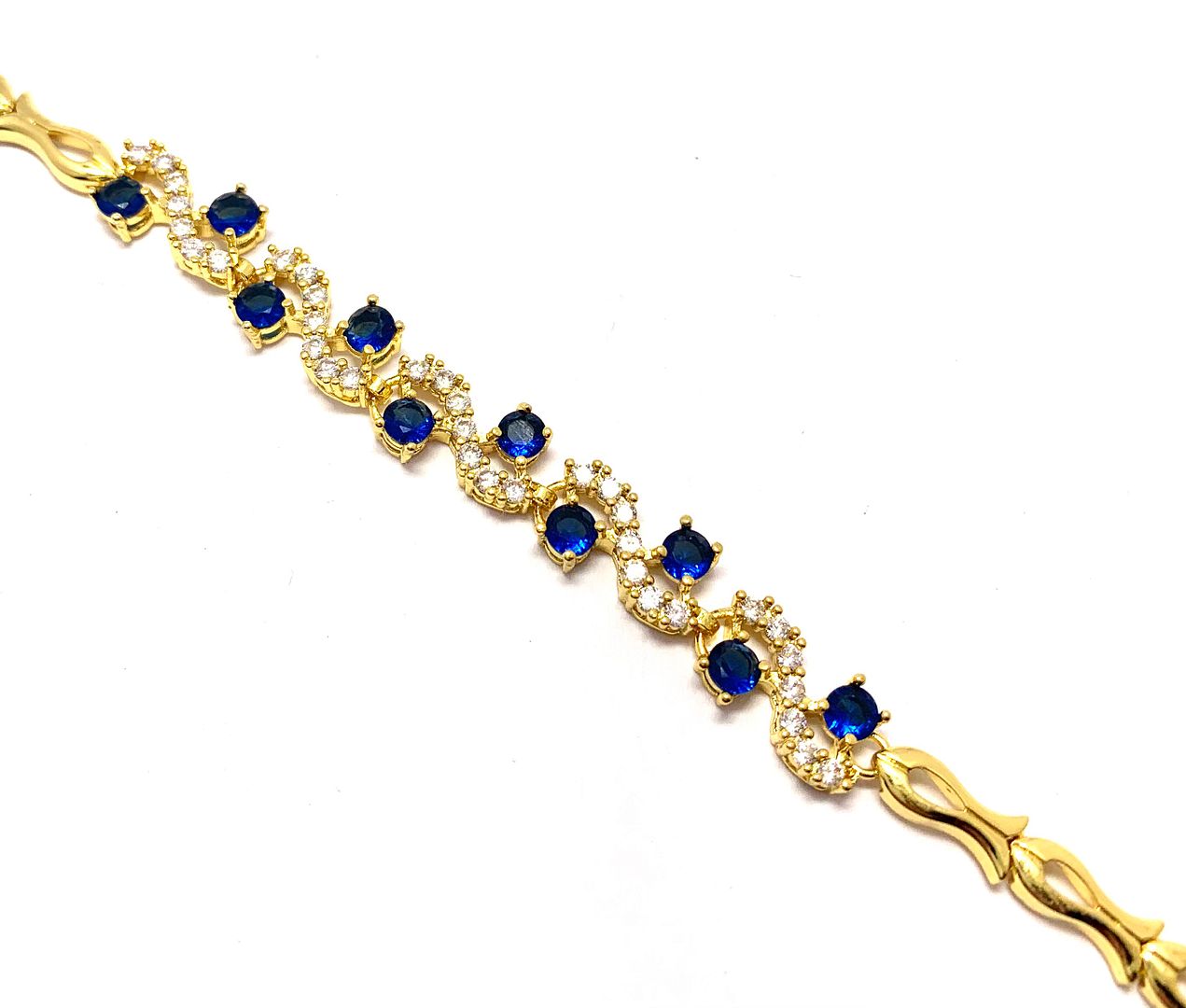 $219 Retail 4.00ctw Sapphire & Diamonique Diamond 7” Fancy Tennis Bracelet