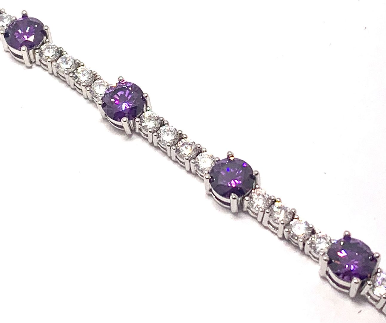 22.00ctw Amethyst & Diamonique Diamond Classic Tennise Bracelet
