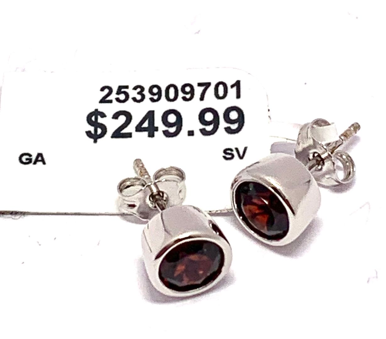 $249 Natural Garnet.925 Sterling Silver Stud Earrings