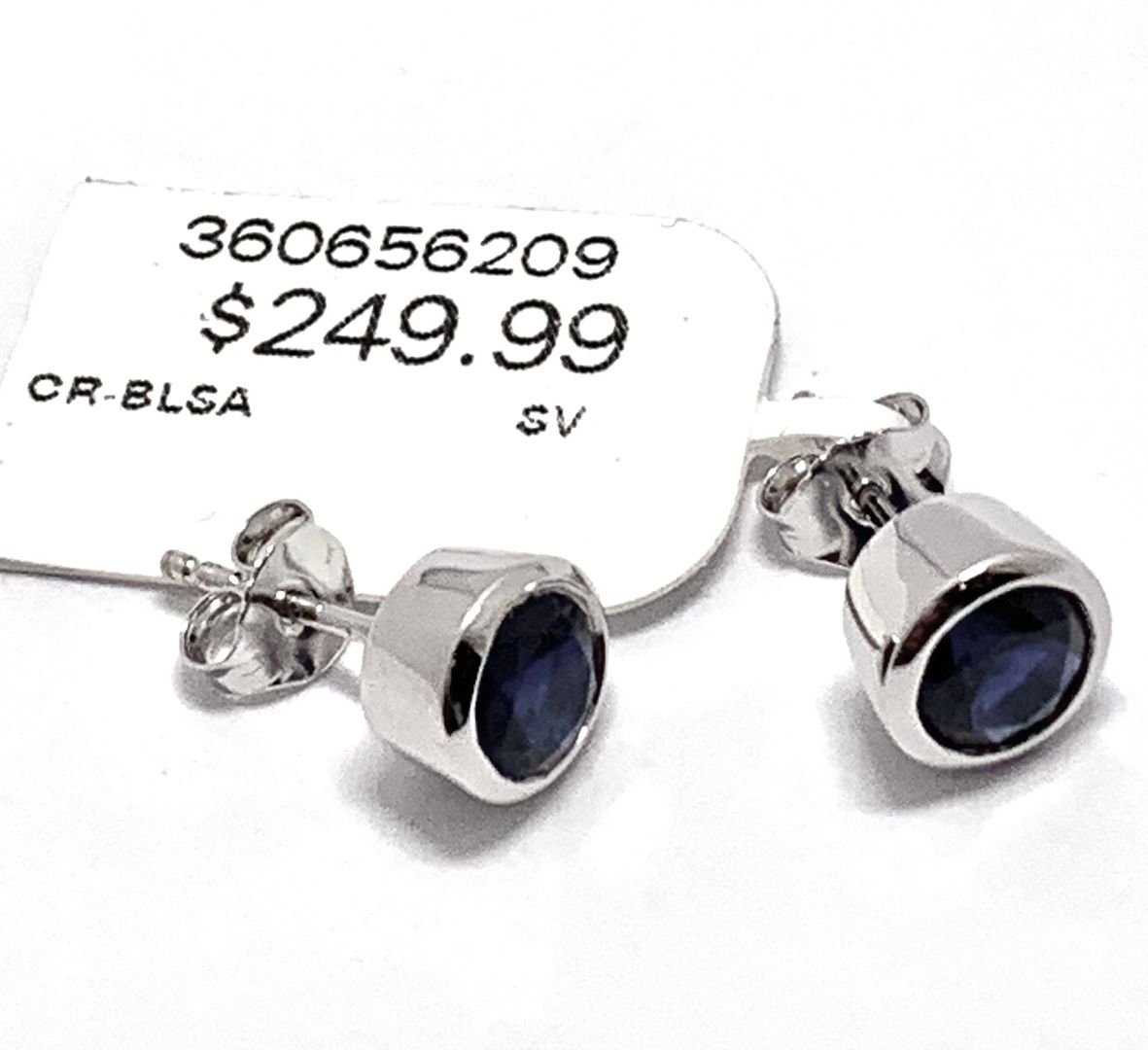 $249 Natural Midnight Blue Sapphire 925 Sterling Silver Stud Earrings Bezel Set Solitaire