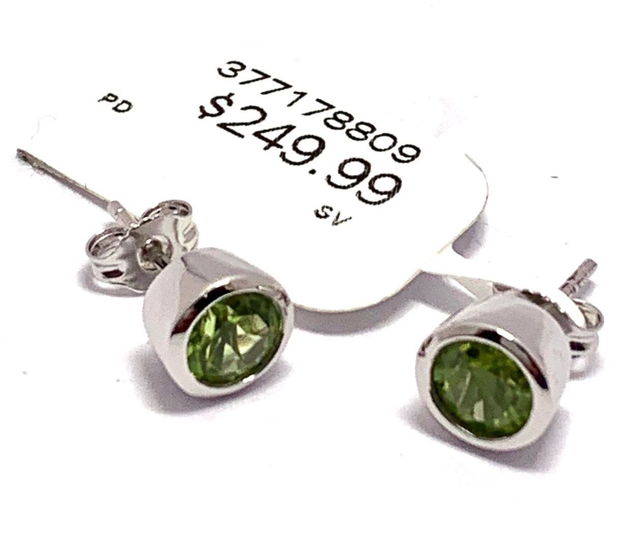 $249 Natural Peridot 925 Sterling Silver Stud Earrings