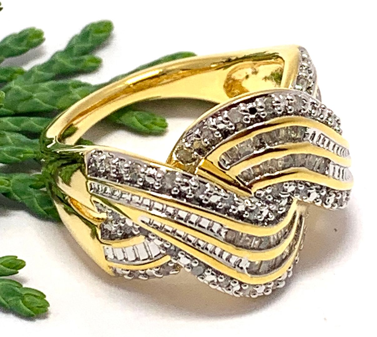 $249 Retail 0.50ctw Genuine Diamonds .925 Sterling Silver & 18k YG Anniversary Ring