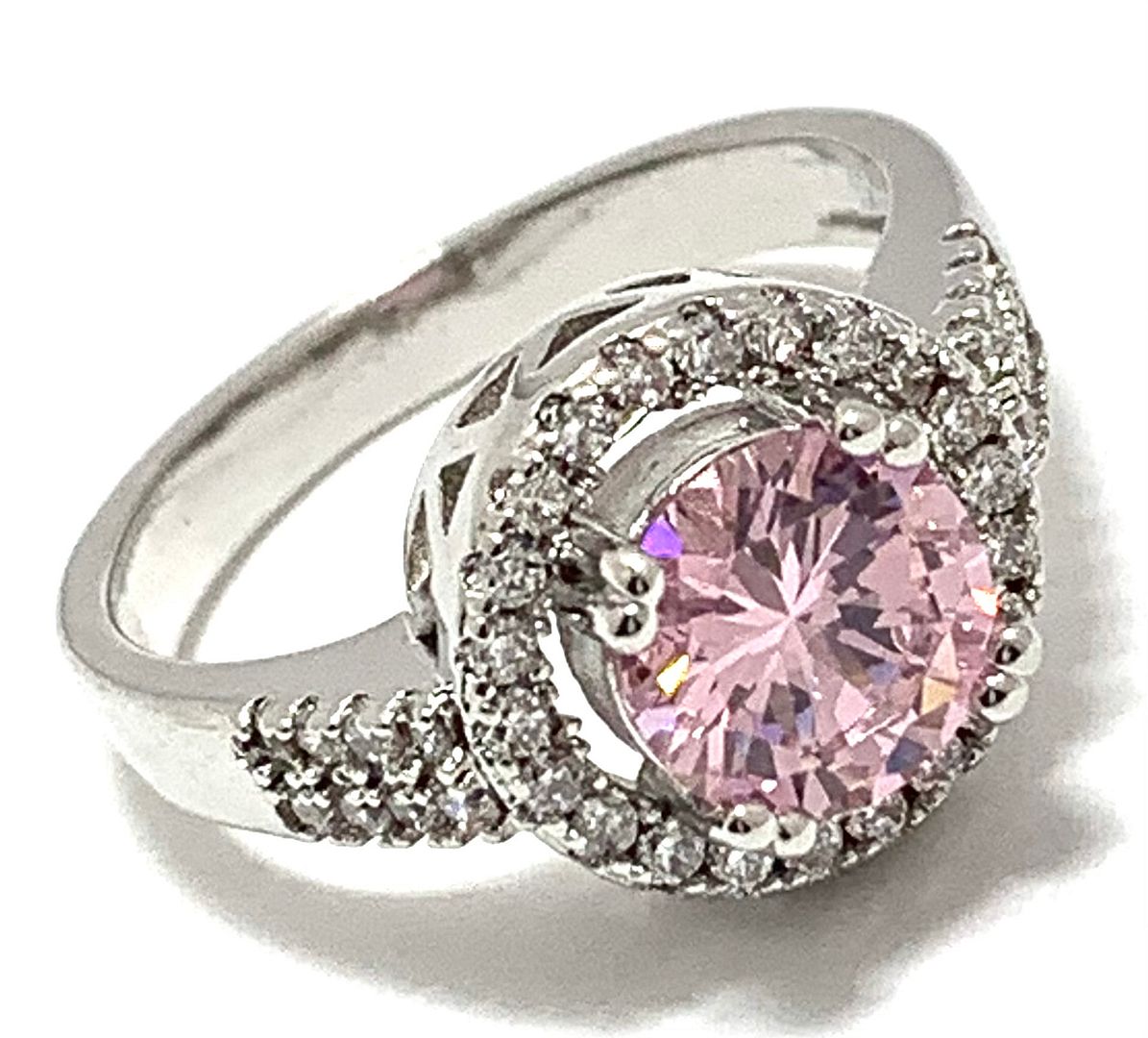 2.50ctw Diamonique Diamond & Pink Sapphire Ring