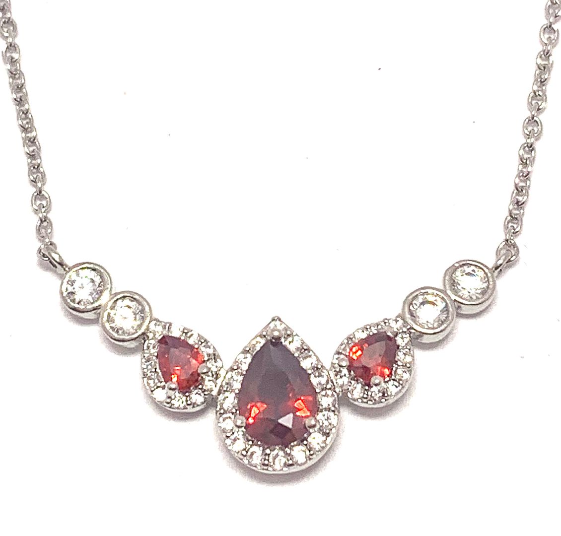 2.50ctw Garnet & Diamonique Diamond Necklace