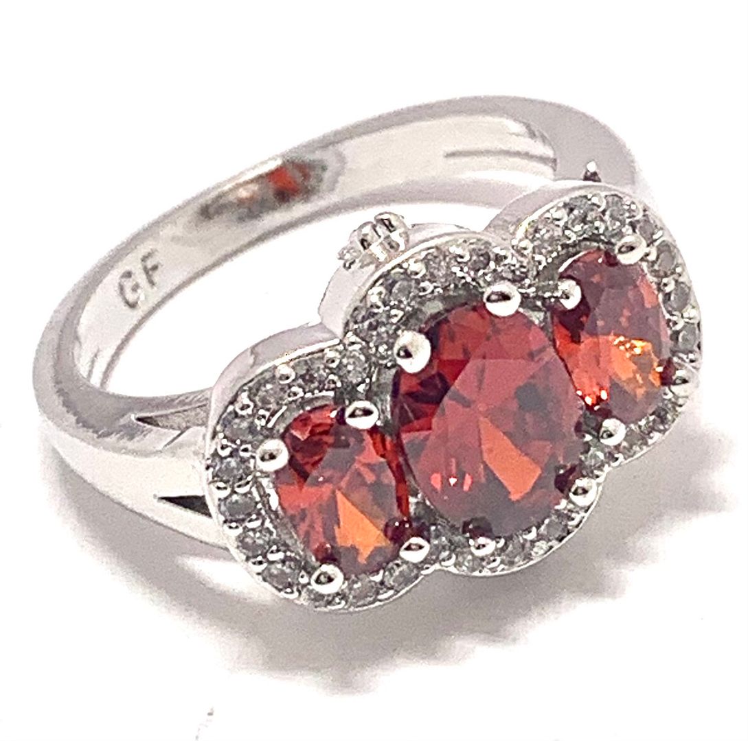 2.50ctw Garnet & Diamonique Diamond Ring 18k White Gold Ovr