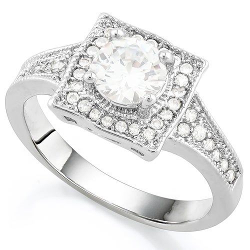 2.55CTW  White Sapphire Halo Ring 18k Gold Overlay Size 7– 3.65g