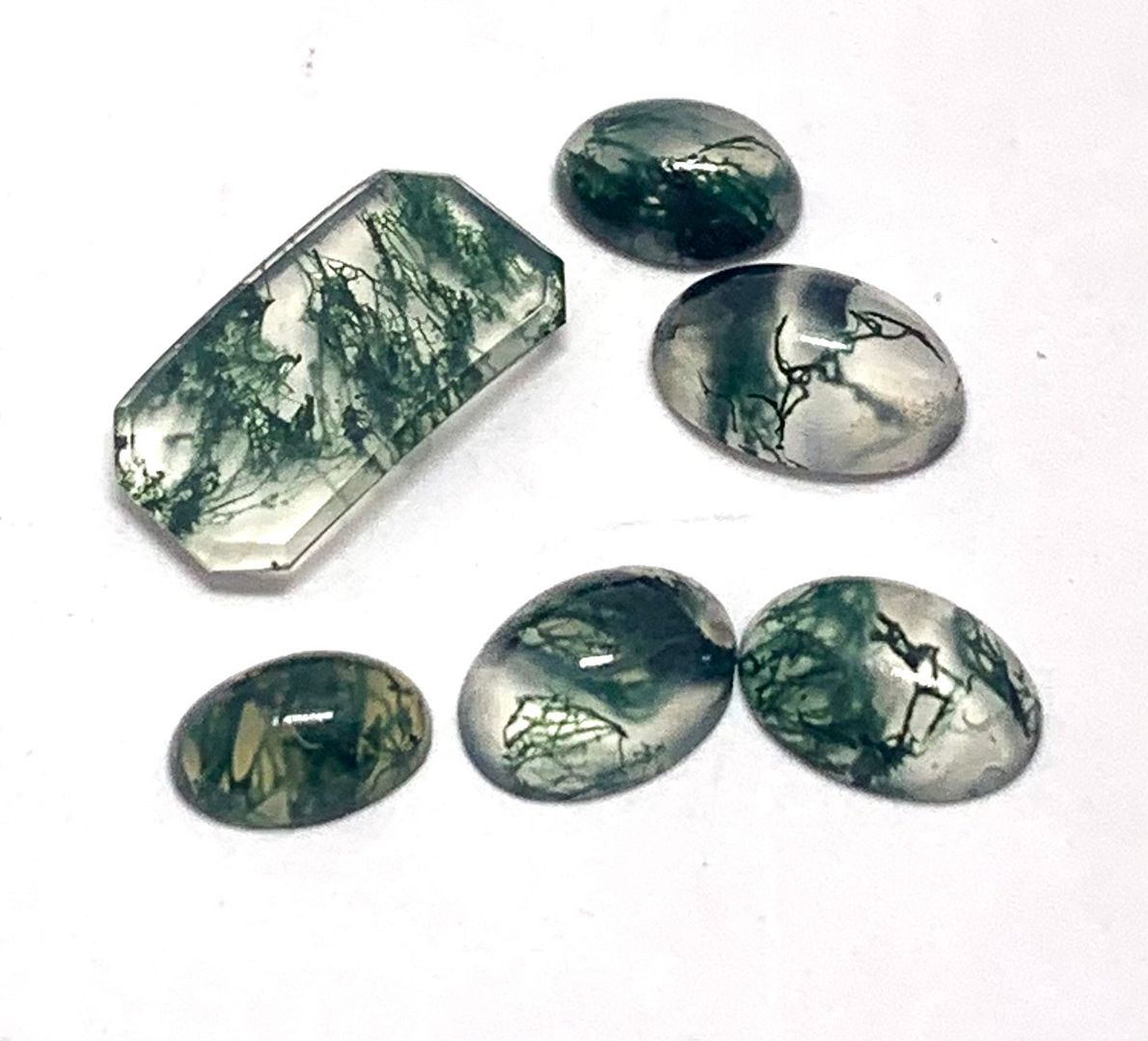2.60ctw Natural Moss Agate Gemstone 6pc Lot