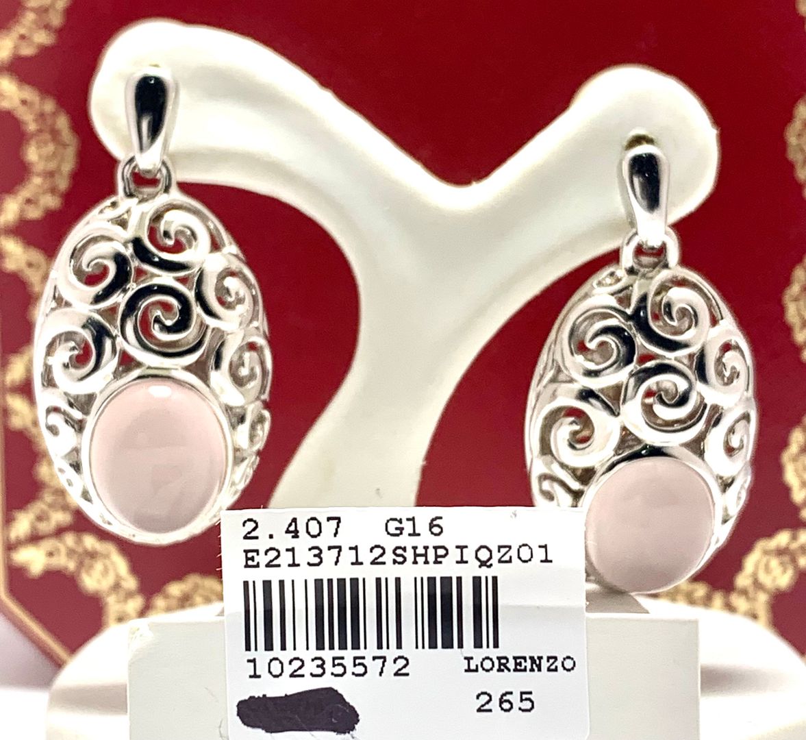 $265 Colore SG Lorenzo .925 Sterling Silver 5.38ctw Genuine Pink Quartz Earrings