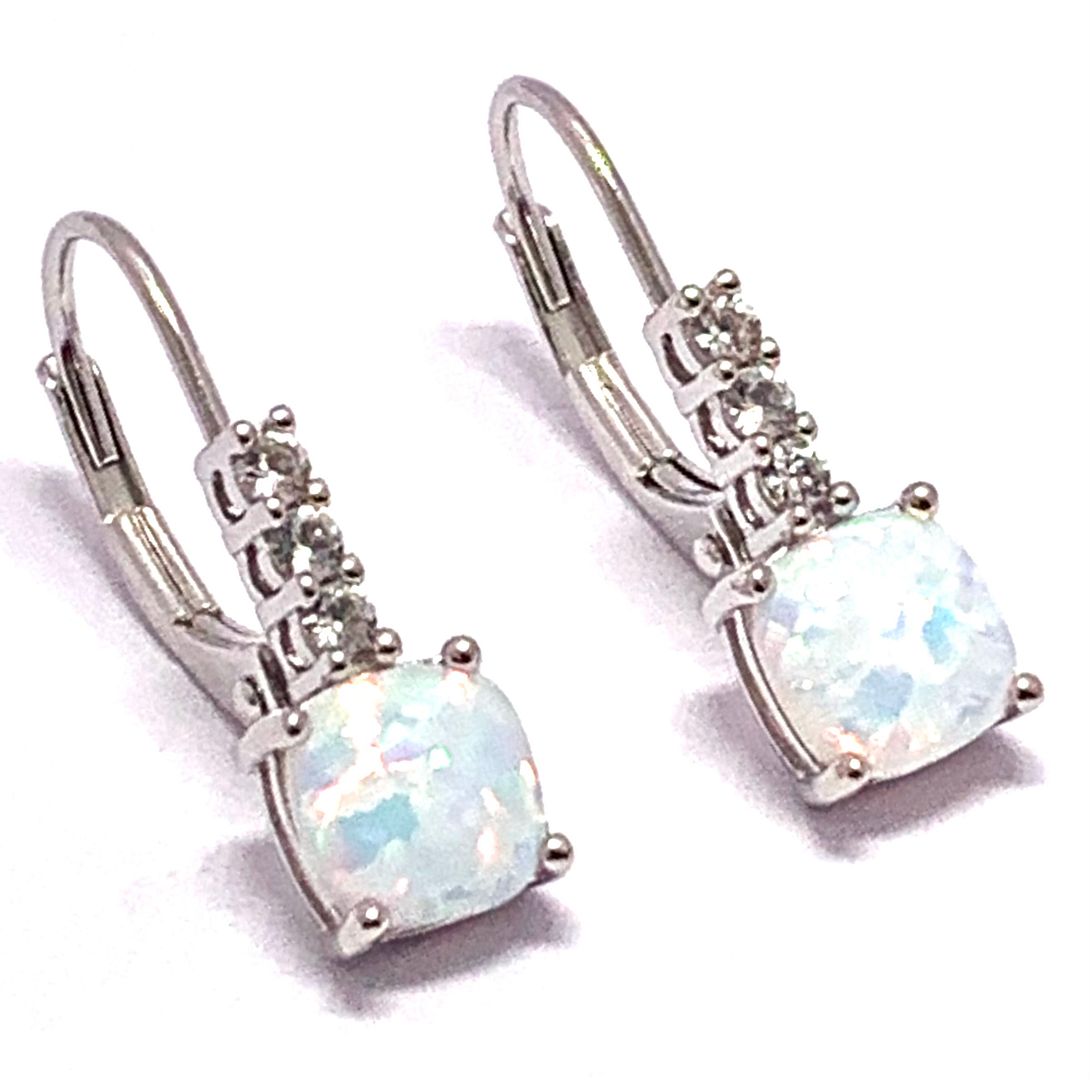 $275 Natural Opal .925 Sterling Silver Lever Back Earrings