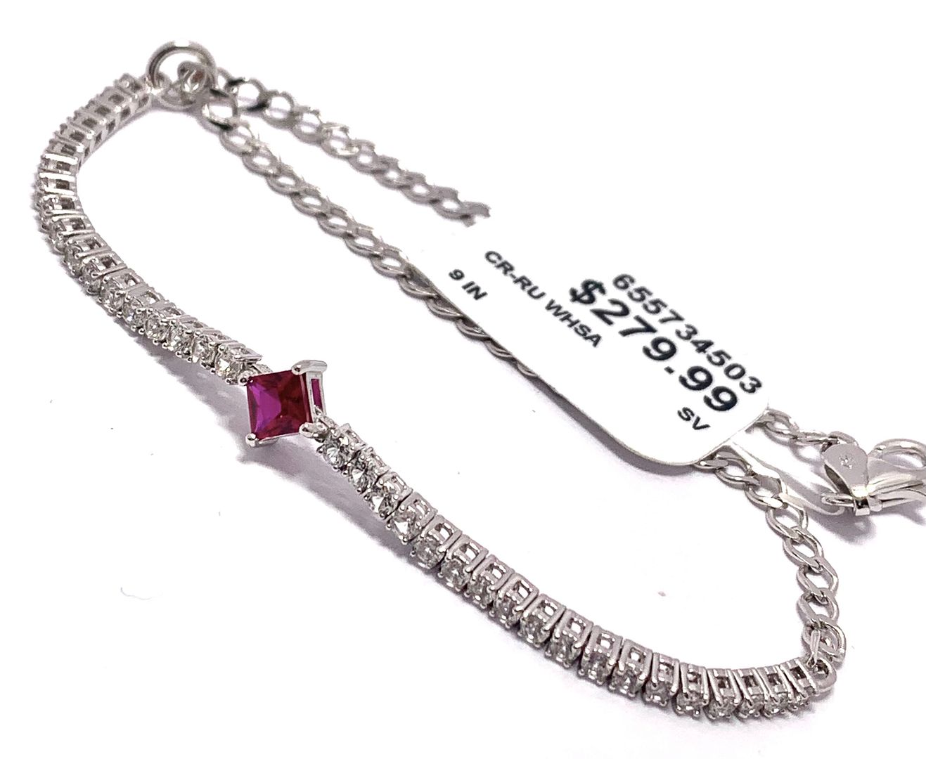 $279 Ruby & Diamonique Diamond .925 Sterling Silver Tennis Bracele