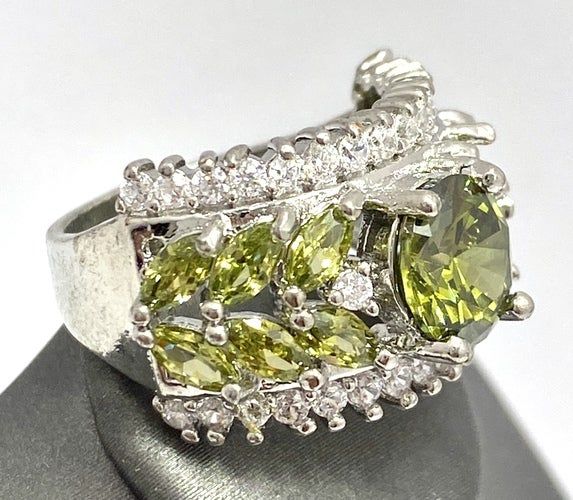 Sterling Silver Shell Pearl, Natural Peridot and White Topaz Drop Pendant with 18