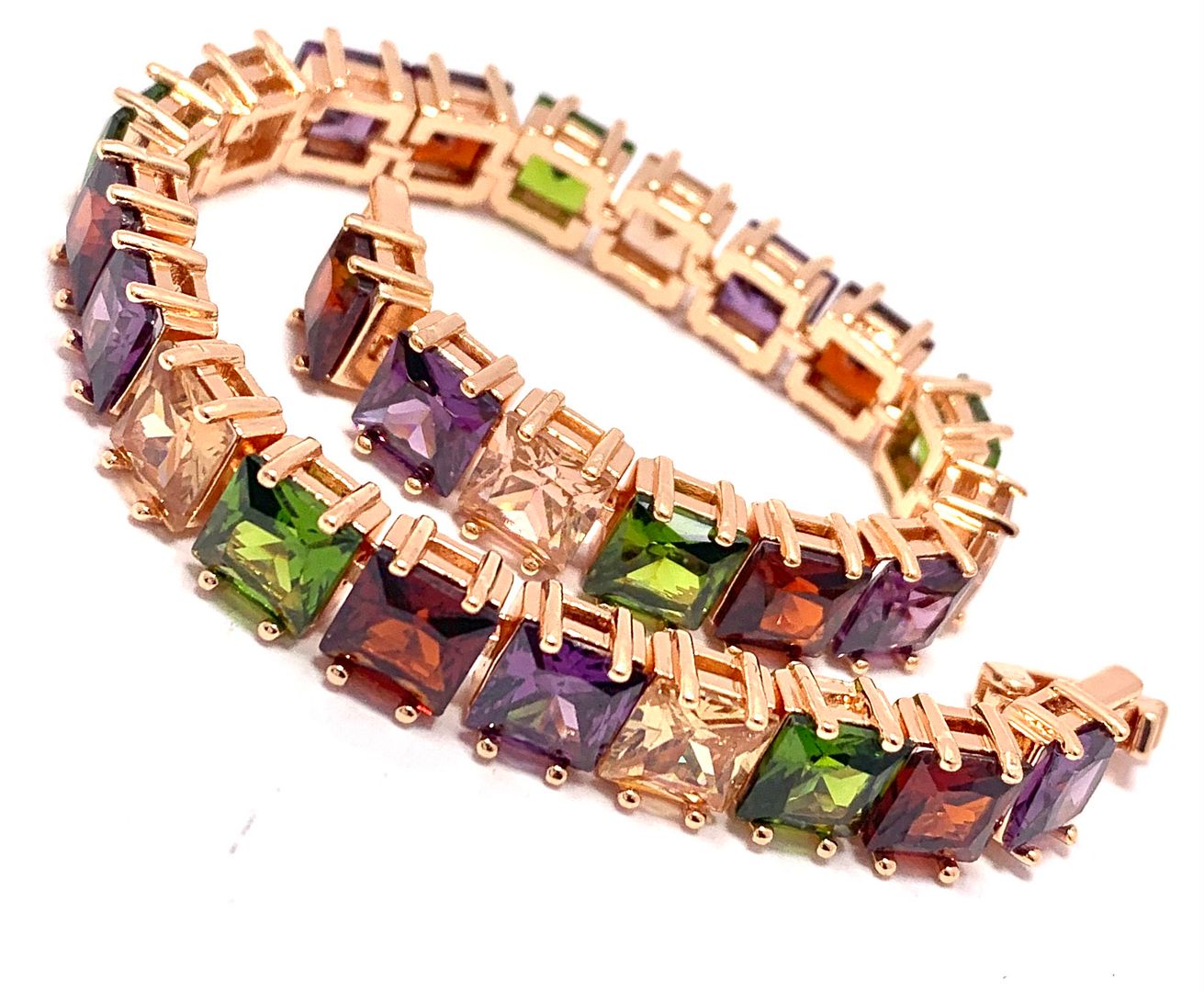 $299 Retail 42.00ctw Multicolor Stones 7” Fancy Tennis Bracelet
