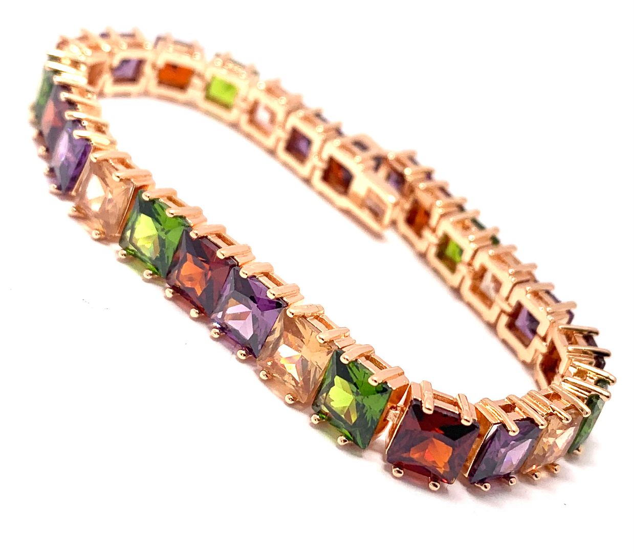 $299 Retail 42.00ctw Multicolor Stones 7” Fancy Tennis Bracelet