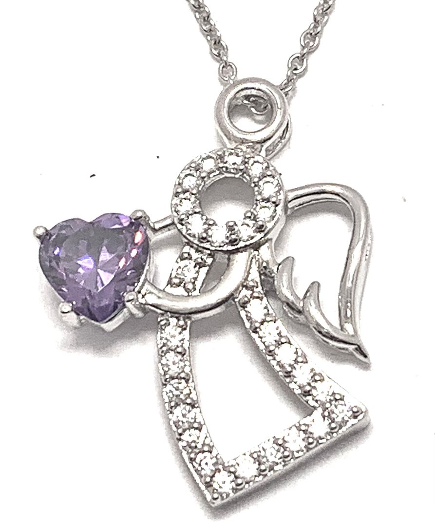 3.00ctw Amethyst & Diamonique Diamond Necklace 18k White Gold Ovr