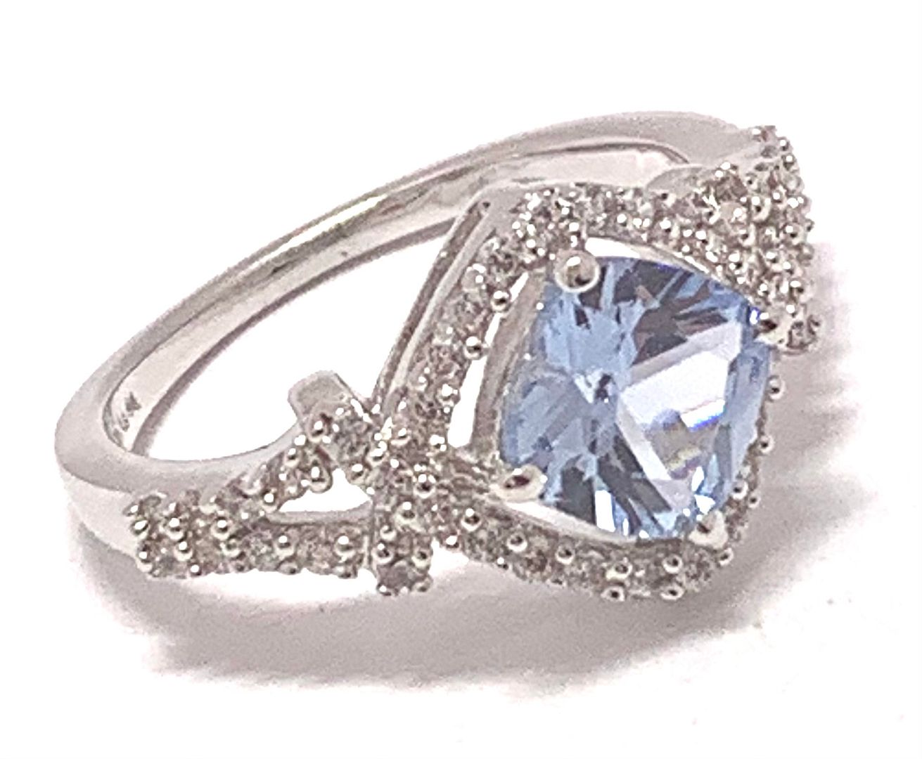 3.00ctw Blue Topaz & Diamonique Diamond Ring
