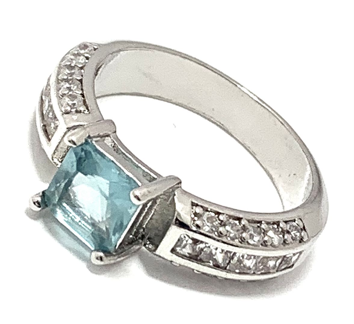 3.00ctw Diamonique Diamond & Blue Topaz Ring
