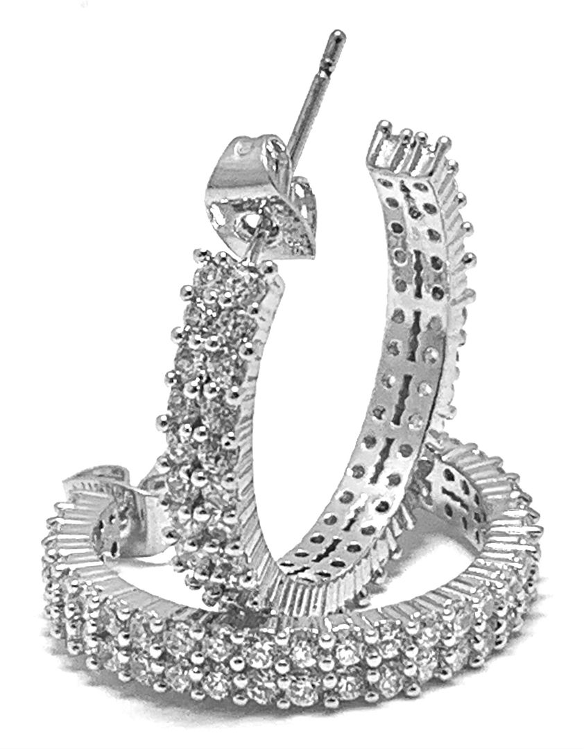 3.00ctw Diamonique Diamond Traditional Design Hoop Earrings