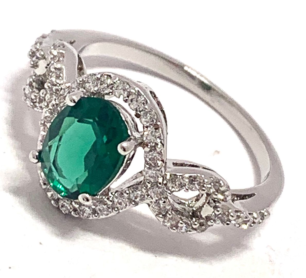 3.00ctw Emerald & Diamonique Diamond Ring
