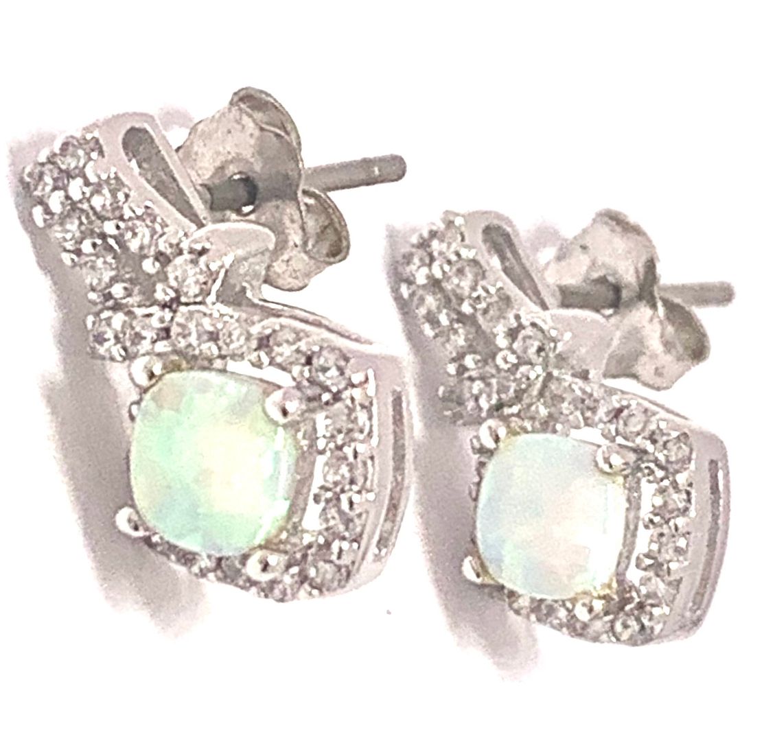 3.00ctw Opal & Diamonique Diamond Earrings