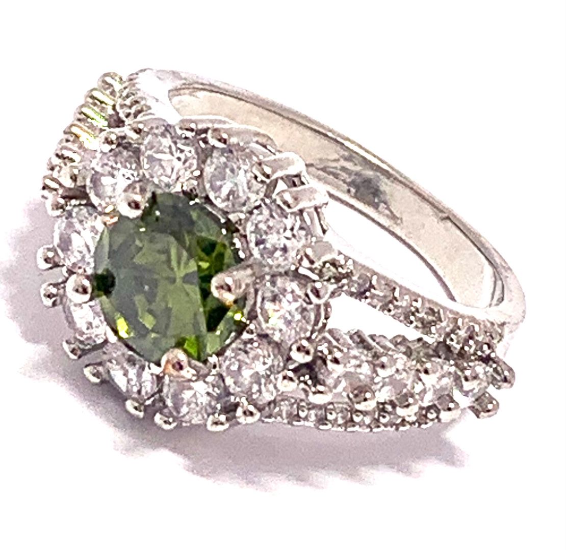 3.00ctw Peridot & Diamonique Diamond Ring Size 8