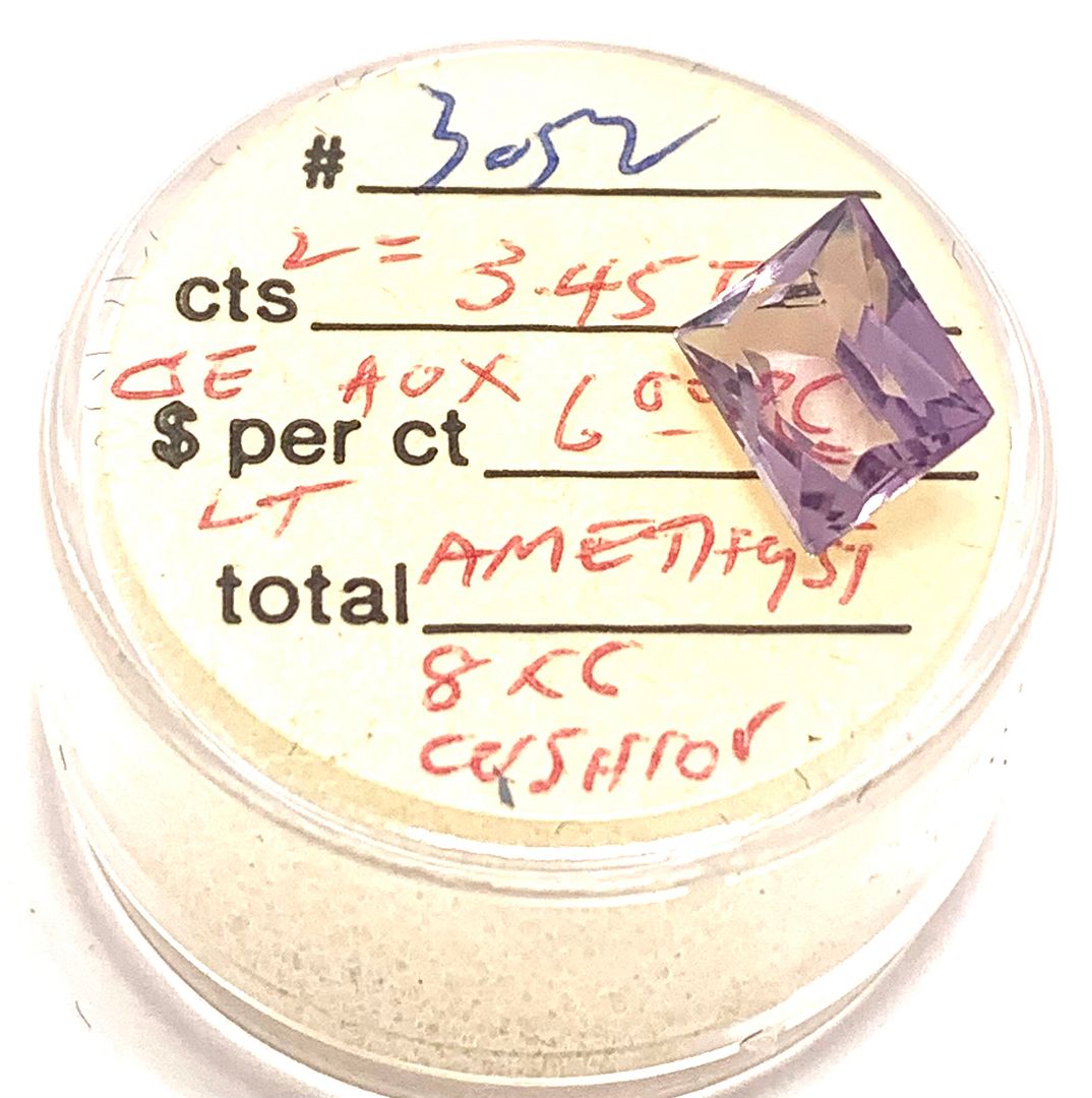 3.45 Natural Cushion Cut Amethyst Loose Gemstone 8mm x 6mm