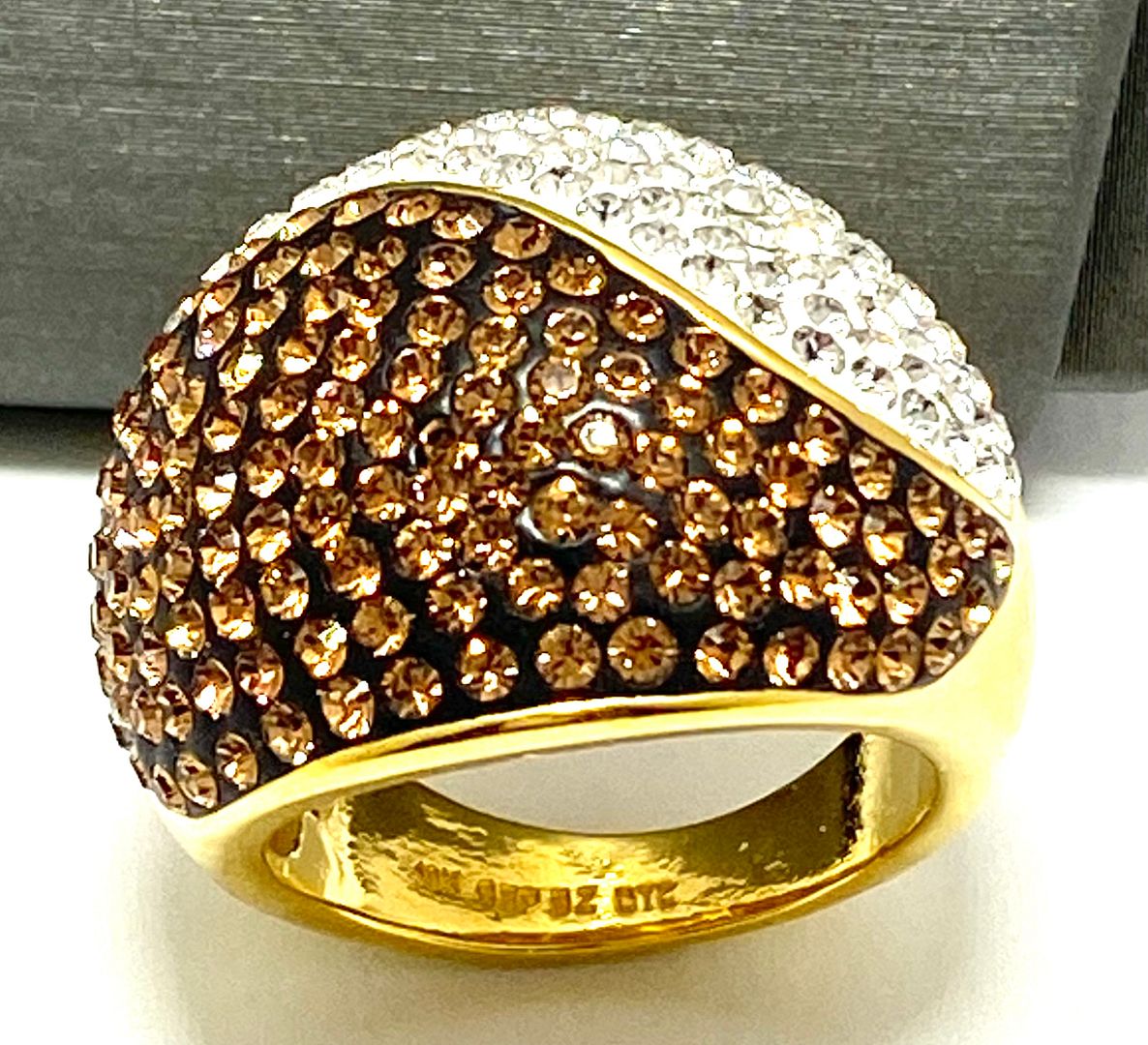 3.50 ctw Cognac & White Diamonique Diamonds Ring