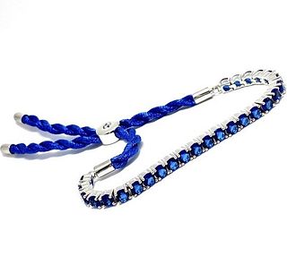 3.50ct 26x Sapphire & 1x Diamonique Bezel Set Tennis Bracelet (adjustable)